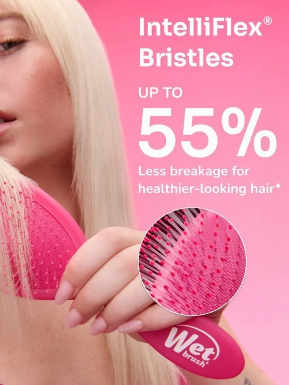 Wet Brush Original‎ Detangler Pink Hair Brush Wet Dry New